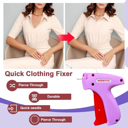 Stitch Gun for Clothes with Storage Box, Stitchy Microstitch Gun, Stitchy Quick Cloth Fixer Sewing Gun with 6 Micro Needles, Mini Tagging Gun with 1000 Black and 1000 White Fasteners in Saudi Arabia