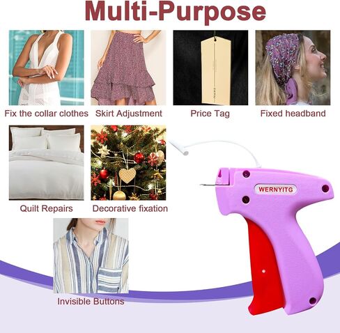Stitch Gun for Clothes with Storage Box, Stitchy Microstitch Gun, Stitchy Quick Cloth Fixer Sewing Gun with 6 Micro Needles, Mini Tagging Gun with 1000 Black and 1000 White Fasteners in Saudi Arabia