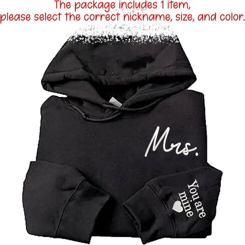 Embroidered Matching Couple Hoodies Mrs and Mr, Mr Mrs Hoodies for Women Christmas Valentine Day in Kuwait