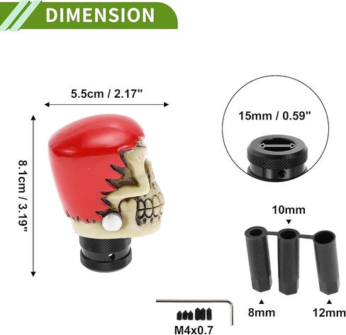 8.1cm Skull Shift Knob Universal Gear Shift Knob Resin Stick Shifter Lever Knob for Automatic and Manual Vehicle with 3 Adapter Black 1 Set in Kuwait