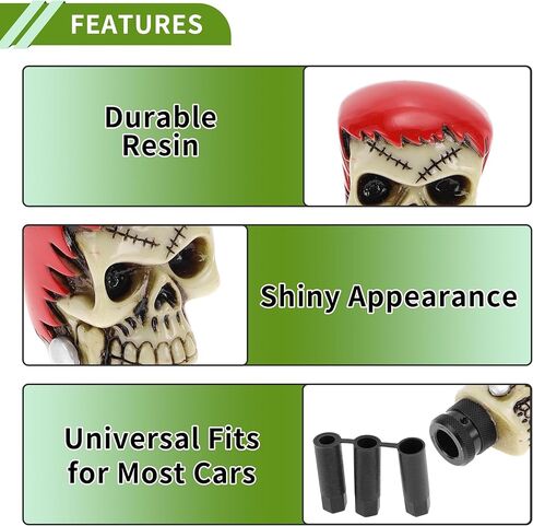 8.1cm Skull Shift Knob Universal Gear Shift Knob Resin Stick Shifter Lever Knob for Automatic and Manual Vehicle with 3 Adapter Black 1 Set in Kuwait