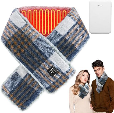 Heated Scarf Heated Neck Scarf with 5000mAh Battery Electric Heated Neck Warmer with 3 Heating Levels Rechargeable Neck Warmer Heating Pad Heated Neck Wrap for Men Women Outdoor Skiing (Beige) in Saudi Arabia