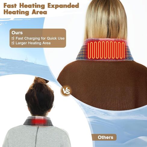 Heated Scarf Heated Neck Scarf with 5000mAh Battery Electric Heated Neck Warmer with 3 Heating Levels Rechargeable Neck Warmer Heating Pad Heated Neck Wrap for Men Women Outdoor Skiing (Beige) in Saudi Arabia