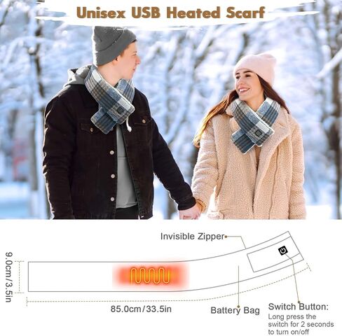 Heated Scarf Heated Neck Scarf with 5000mAh Battery Electric Heated Neck Warmer with 3 Heating Levels Rechargeable Neck Warmer Heating Pad Heated Neck Wrap for Men Women Outdoor Skiing (Beige) in Saudi Arabia