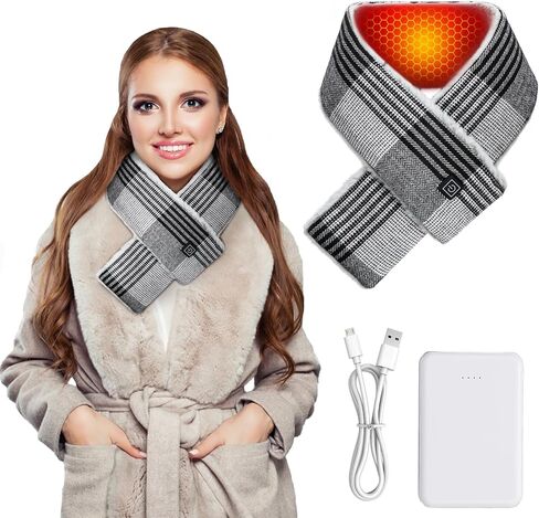 Heated Scarf Heated Neck Scarf with 5000mAh Battery Electric Heated Neck Warmer with 3 Heating Levels Rechargeable Neck Warmer Heating Pad Heated Neck Wrap for Men Women Outdoor Skiing (Beige) in Saudi Arabia
