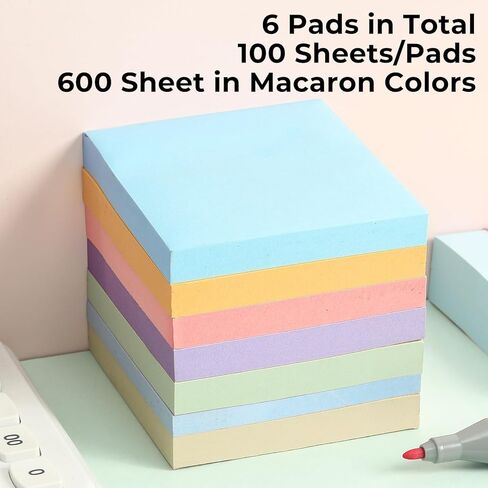 M&G 4 Pack 400 Sheet Sticky Notes, 3x3 inch Post its Neutral Colors Colors Self-Stick Note Pads Sticky Notes for Home School Offices 4 Pads 100 Sheets/Pad in Kuwait