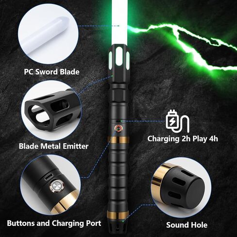 Lightsaber,Smooth Swing Dueling Light Saber,18 Set Sound Effects with 19 Colors Change,Motion Control Premium Metal Handle,Adults and Kids Collectible Roleplay Item（OBI-Wan 110cm） in Saudi Arabia