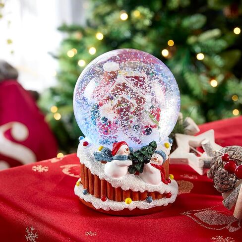 Christmas Musical Snow Globe - Plays 8 Songs Including Jingle Bells & Lights Up with Changing LED Colours - Large 14cm (Santa & Rudolph on Festive Hat) in Saudi Arabia