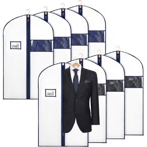 Syeeiex 40" Suit Bag, Set of 8 Garment Bags for Hanging Clothes, Suit Bags for Closet Storage, Suit Cover Bags, Garment Bags for Suits, T-shirts, Jackets, Coats, Business Wear (Black)
