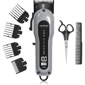 Supreme Trimmer Pro Clipper All Metal w/Taper Blade | 300 Min Run Time Professional Hair Clipper Set, Cordless Beard Trimmer | STC5030 Black