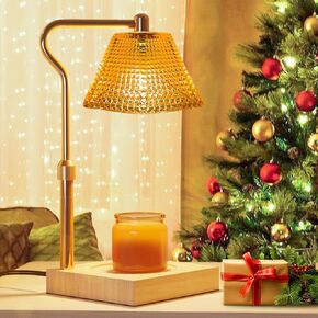 Candle Warmer Lamp, Electric Candle Lamp Warmer with Timer & Dimmer, Adjustable Height Wax Melt Warmer with 2 x 50W Bulbs for All Size Scented Candles, Perfect for Home Decor and Gifts Gold
