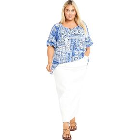 AVENUE Womens Plus Size Top Tess Dress-Shirts, Patch Perfect, 18 Plus