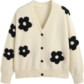 CIDER Cardigan Sweaters for Women V Neck Floral Women's Cardigans Knit Button Down 2024 Fall