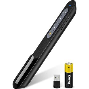2-in-1 USB Type C Presentation Clicker, Wireless Presentation Clicker PowerPoint Presenter Remote with Volume Control, Powerpoint Clicker with Slide Advancer for Computer/Laptop/Mac