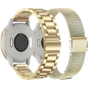 ViCRiOR Compatible for 18mm Garmin Vivoactive 4S 40mm / Venu 2s Bands, Solid Stainless Steel Watchband+ Mesh Strap Bracelet Replacement Band Strap for Garmin Vivomove 3S, Rose Gold