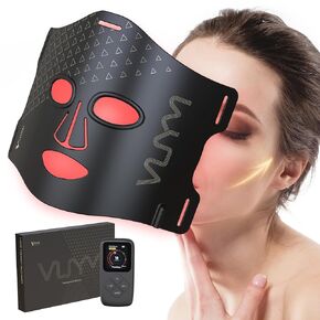 Light Therapy Face Mask, Infrared Red Light Therapy for Facial Skincare Brightening Anti Aging Smoothing Lightweight High Energy 292 LEDs Cordless LCD Remote
