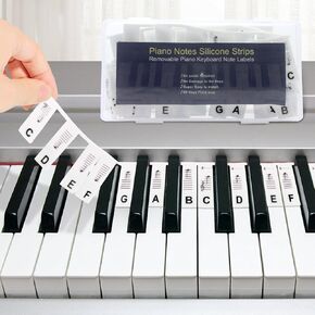 Silicone Piano Key Labels, Piano Keyboard Note Labels for 88 Keys Full Size, Removable, Reusable Piano Key Labels for Beginners