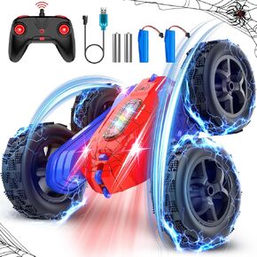 Remote Control Car, 2.4GHz RC Car, Double-Sided 360 ° Fast Flipping Rotating RC Stunt Car with Colorful LED Lights, 4WD RC Toy Car for Boys Age 8-12 and Boys Girls Birthday Present