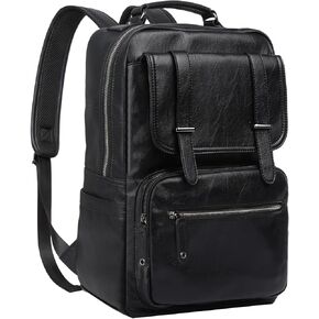 حقيبة ظهر جلدية للرجال حقائب ظهر كلاسيكية باللون الأسود تناسب الكمبيوتر المحمول مقاس 15.6 بوصة حقيبة ظهر كلاسيكية مقاومة للماء للعمل والكلية والأعمال in Kuwait
