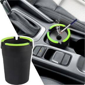 Glow in The Dark Ashtray,Portable Car Ashtrays for Cup Holder Smell Proof,Multifunctional Ashtray with Lid Smell Proof for Car Truck SUV Keep Car Interior Accessories Tidy (Red)
