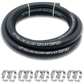 5/16 Inch ID Fuel Line Hose, NBR Rubber Push Lock Hose High-Pressure 300PSI Gasoline Tube with 10 PCS SS Clamps for Fuel Systems Engines 10FT in Kuwait