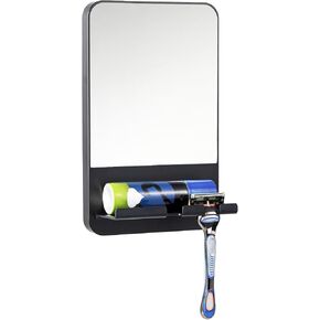 تايلي مراة دش بدون ضباب للحلاقة مع حامل ماكينة الحلاقة، مراة قابلة للازالة ولا تحتاج للثقب ومضادة للضباب للاستحمام، مقاومة للكسر والماء للحمام - للرجال والنساء (اسود) in Kuwait