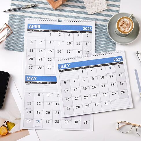2024-2025 Wall Calendar - 3-Month Wall Calendar Display (Folded in a Month), April 2024 - July 2025, 11" x 26", 3 Month Calendar - Haze Blue in Saudi Arabia