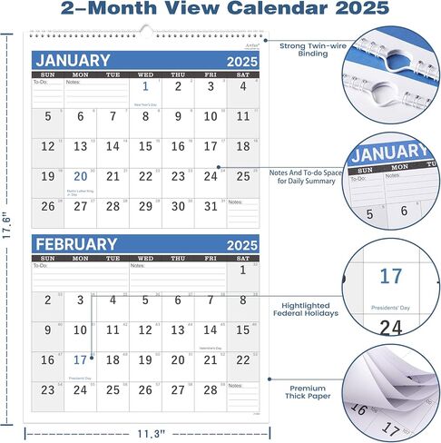 2024-2025 Wall Calendar - 3-Month Wall Calendar Display (Folded in a Month), April 2024 - July 2025, 11" x 26", 3 Month Calendar - Haze Blue in Saudi Arabia