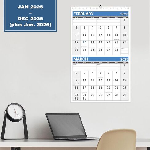 2024-2025 Wall Calendar - 3-Month Wall Calendar Display (Folded in a Month), April 2024 - July 2025, 11" x 26", 3 Month Calendar - Haze Blue in Saudi Arabia