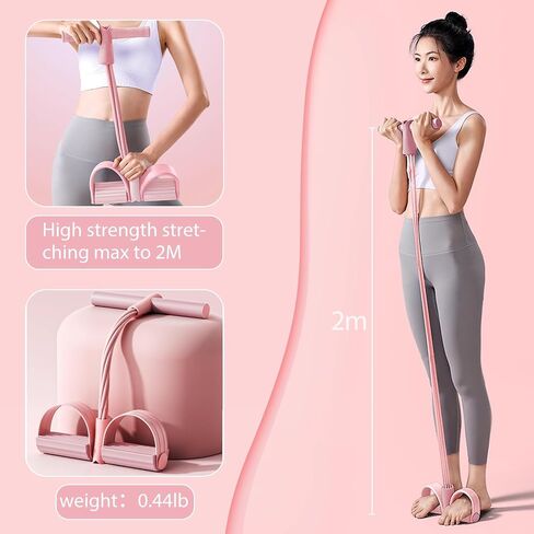6-Tube Pedal Puller Resistance Rope,Foot Pedal Resistance Band,Yoga Elastic Exercise Bands, for Women Jump Fitness, Abdomen/Arm Weight/Waist/Leg Stretching Slimming Training(Purple) in Kuwait