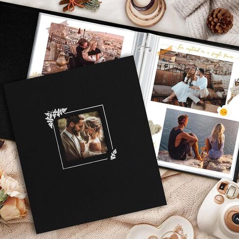 Lanpn Scrapbook Photo Album 12x12, Linen Window Design Cover Top Load 3 Ring Folder Binder Photobook Photo Book 12 x 12 inch with 30 Plastic Sleeves 60 Pages Beige in Kuwait