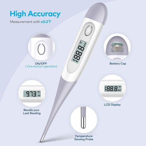 Boncare Thermometer for Adults with 10 Seconds Fast Reading, Digital Oral Thermometer for Fever (Clear Blue) in Saudi Arabia
