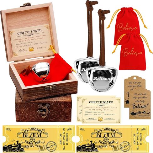 20 Pcs Christmas Believe Bells Ornaments Sleigh Polar Express Bulk Jingle Small Silver Bells Crafts with Believe Tags for Christmas Tree Wreath Home Party Decorations in Saudi Arabia
