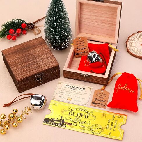 20 Pcs Christmas Believe Bells Ornaments Sleigh Polar Express Bulk Jingle Small Silver Bells Crafts with Believe Tags for Christmas Tree Wreath Home Party Decorations in Saudi Arabia