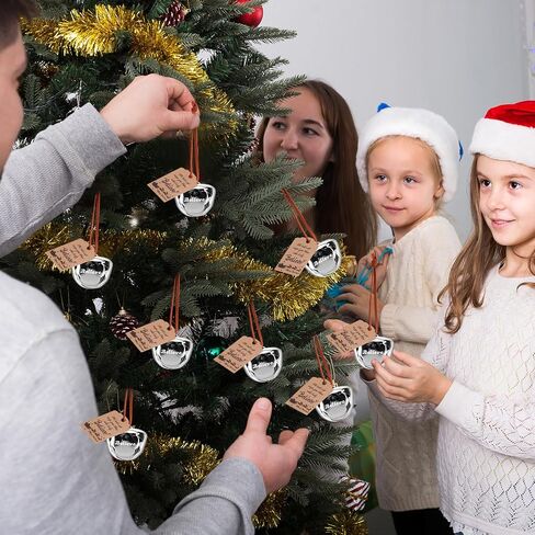 20 Pcs Christmas Believe Bells Ornaments Sleigh Polar Express Bulk Jingle Small Silver Bells Crafts with Believe Tags for Christmas Tree Wreath Home Party Decorations in Saudi Arabia