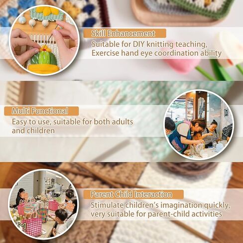 حياكة خشبية، حرفة يدوية، أداة لوحة الحياكة، للمبتدئين في النسيج DIY للبالغين والأطفال (10 * 10 سم) in Kuwait