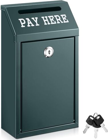 Safe Money Collection Box 10.2 x 5.7 x 2.8 Inch Metal Donation Box with Top Slot and Lock 2 Keys Wall Mount Pre Drilled Mailbox Delivery Ballot Box for Home Office Outdoor Self Serve Stand in Saudi Arabia