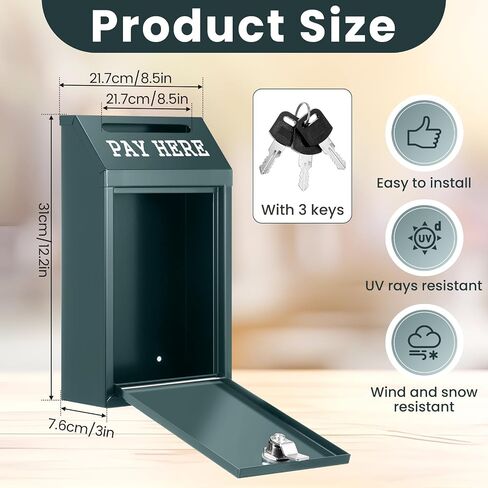 Safe Money Collection Box 10.2 x 5.7 x 2.8 Inch Metal Donation Box with Top Slot and Lock 2 Keys Wall Mount Pre Drilled Mailbox Delivery Ballot Box for Home Office Outdoor Self Serve Stand in Saudi Arabia