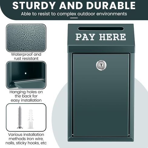 Safe Money Collection Box 10.2 x 5.7 x 2.8 Inch Metal Donation Box with Top Slot and Lock 2 Keys Wall Mount Pre Drilled Mailbox Delivery Ballot Box for Home Office Outdoor Self Serve Stand in Saudi Arabia