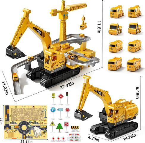 رافعة هندسية تيمي، ألعاب شاحنة بناء للأطفال لأعمار 3 4 5 6 7 سنوات - مسارات سباق السيارات، حفارة، ألعاب للأولاد للأطفال الصغار من سن 3 إلى 5 سنوات، ألعاب هدايا للأولاد والبنات من سن 4 إلى 6 سنوات، مجموعة ألعاب خارجية in Saudi Arabia