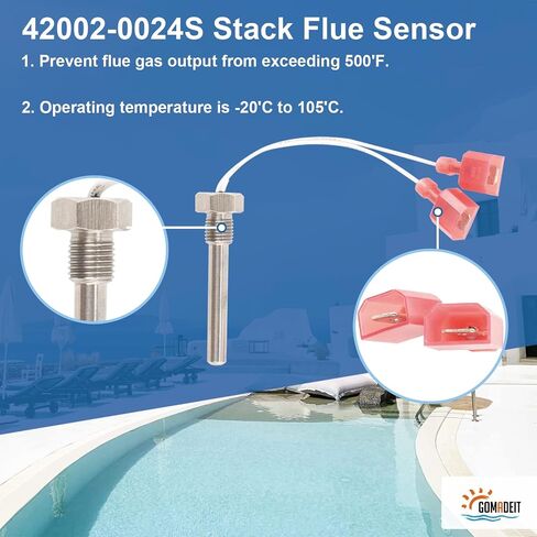 42002-0024S Stack Flue Sensor & 42001-0053S Thermistor & 42001-0063S High Limit Switch, Fits Pentair MasterTemp, Sta-Rite, Max-E-Therm SR200 SR333 SR400 Pool & SPA Heater Electrical Systems in Saudi Arabia