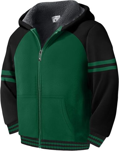 LLdress Boys Hoodie Kids Fleece Sherpa Lined Jacket Youth Zip Up Heavyweight Hooded Sweatshirt Teen Winter Warm Coat Red Black Size 6-7 in Saudi Arabia