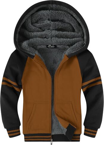 LLdress Boys Hoodie Kids Fleece Sherpa Lined Jacket Youth Zip Up Heavyweight Hooded Sweatshirt Teen Winter Warm Coat Red Black Size 6-7 in Saudi Arabia