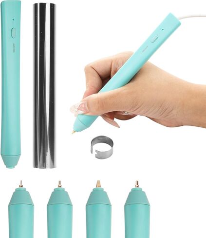 قلم Joelver Maker الساخن مع 4 أطراف معدنية مقاسات و1 قطعة من لفات الرقائق المعدنية المنشطة بالحرارة الذهبية، قلم ريشة من الرقائق الساخنة لصنع البطاقات وأدوات سجل القصاصات، مجموعة أقلام ريشة من الرقائق المعدنية تعمل بمنفذ USB in Saudi Arabia