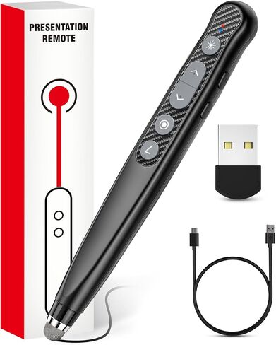 2 في 1 جهاز عرض تقديمي USB من النوع C، جهاز عرض تقديمي لاسلكي جهاز عرض PowerPoint عن بعد مع التحكم في مستوى الصوت، جهاز Powerpoint Clicker مع أداة تطوير الشرائح للكمبيوتر/الكمبيوتر المحمول/Mac in Saudi Arabia
