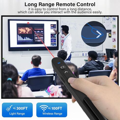 2-in-1 USB Type C Presentation Clicker, Wireless Presentation Clicker PowerPoint Presenter Remote with Volume Control, Powerpoint Clicker with Slide Advancer for Computer/Laptop/Mac in Kuwait