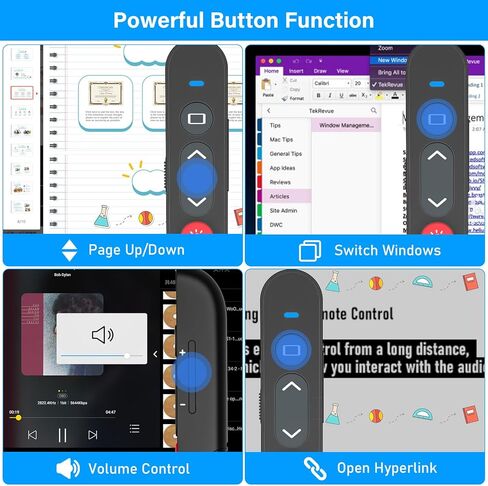 2-in-1 USB Type C Presentation Clicker, Wireless Presentation Clicker PowerPoint Presenter Remote with Volume Control, Powerpoint Clicker with Slide Advancer for Computer/Laptop/Mac in Kuwait