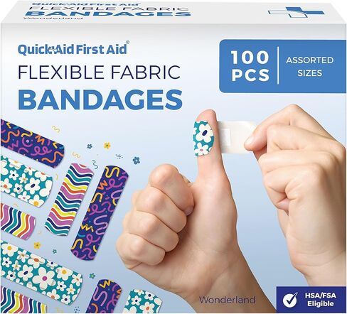 Variety Pack 100 Count Flower Bandages Fun Floral Prints, Adhesion Soft Breathable, Bandages for Minor Cuts Scrapes, First Aid Supplies for Kids Adults in Saudi Arabia