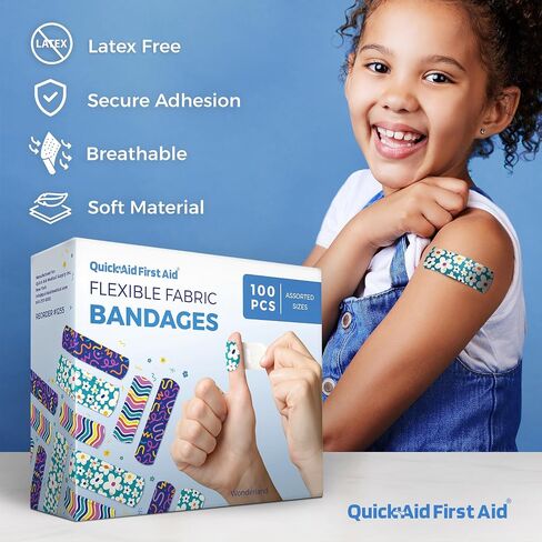 Variety Pack 100 Count Flower Bandages Fun Floral Prints, Adhesion Soft Breathable, Bandages for Minor Cuts Scrapes, First Aid Supplies for Kids Adults in Saudi Arabia