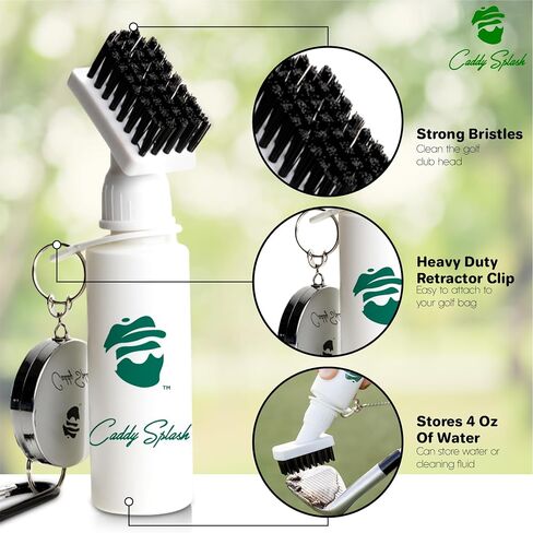 Caddy Splash Premium Golf Club Cleaner with Water - Heavy Duty Retractable Clip- Squeeze Bottle for Easy Cleaning with Nylon Bristles- Holds 4 Oz Water - Golf Accessories- USA Company (Blue) in Saudi Arabia